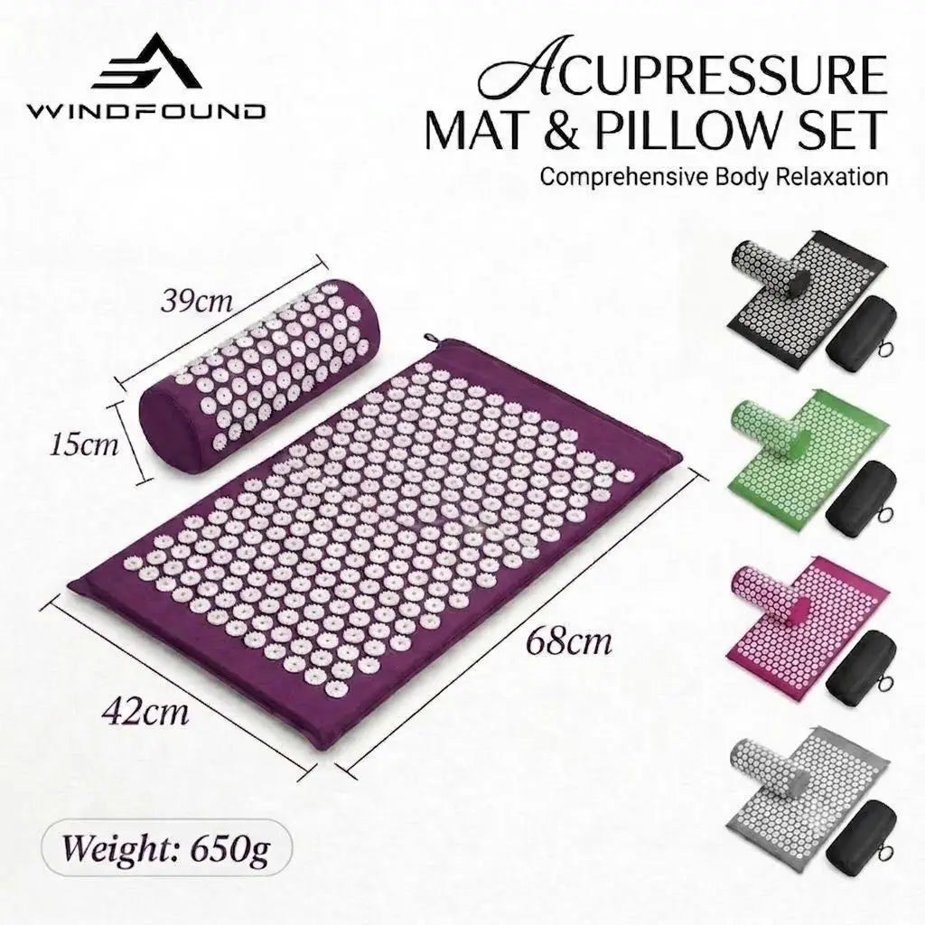 Acupressure Mat & Pillow Set Muscle Relaxation Back Neck Massager Cushion Kuznetsov Applicator Pad for Yoga Fitness Pain Relief