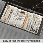 Drawer Organizer, Cutlery Tray for Kitchen Drawer, Expandable Utensil with Compartment, Spoons Forks Knives Cutlery Holder