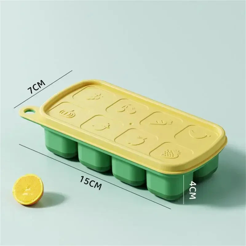"Eco-Friendly Silicone Ice Cube Trays Food Grade BPA-Free Freezer Molds with Lids Reusable Leakproof Storage, Baby Food"