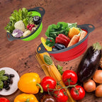 Round Collapsible Colander Silicone Kitchen Fruit Vegetable Washing Basket Strainer Foldable Drainer Kitchen Gadgets Tools