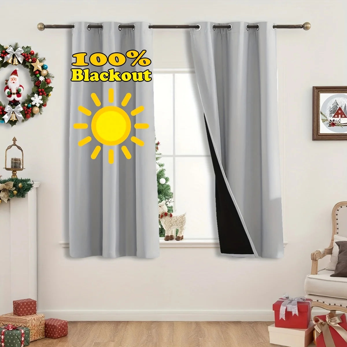 1pc Modern Multi-Color 100% Blackout Curtain Black Lined Thermal Insulated Window Drapes for Living Room Home Office