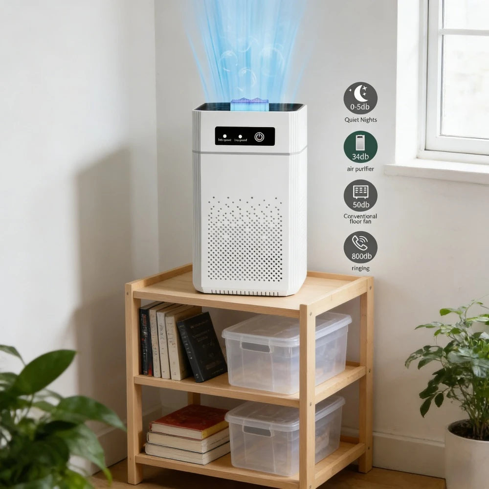 Air Purifier with HEPA Filter Quiet Sleep Mode 360° Air Inlet Filter Replacement Reminder Air Cleaner Home Bedroom Pet Room