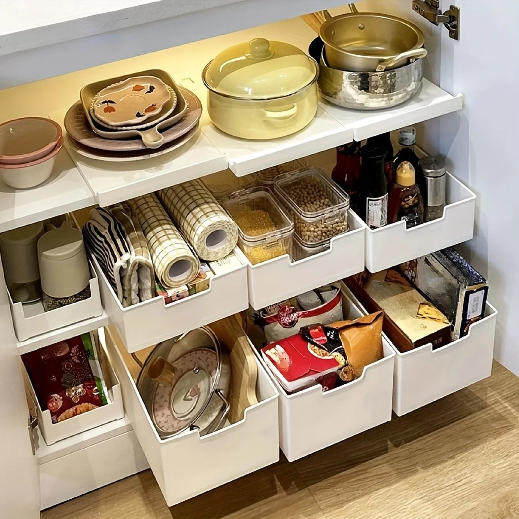 1pc kitchen spice track drawer storage box cabinet sundry organizer basket intimates cosmetics pull-out storage box