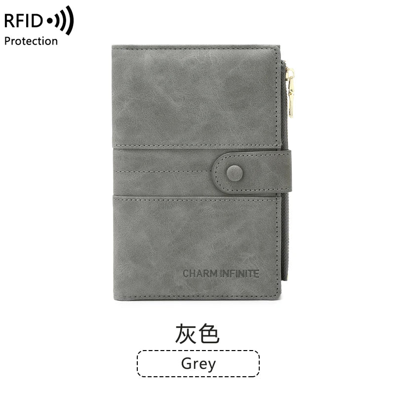 RFID Blocking Passport Bag, PU Solid Color, Zipper Buckle Wallet, Ticket Card Holder, Multi-functional Travel Passport Holder
