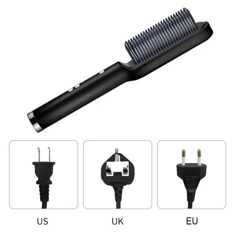 2in1 Hair Styler Straightening  Hot Comb Fast Heated Ceramic Negative Ion Curler Straightener Brush Anti-Scalding Styling Tools
