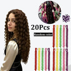 20Pcs Set Heatless Curls Mixed Color Spiral Hair Styling Tools Random Curling Rods for Cold Perming Suitable for Hair Salons