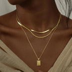 Layered Pedant Necklaces for Women Stackable 14K Real Gold Plated Silver Chain Necklace Layering Pendant Necklace Trendy Jewelry