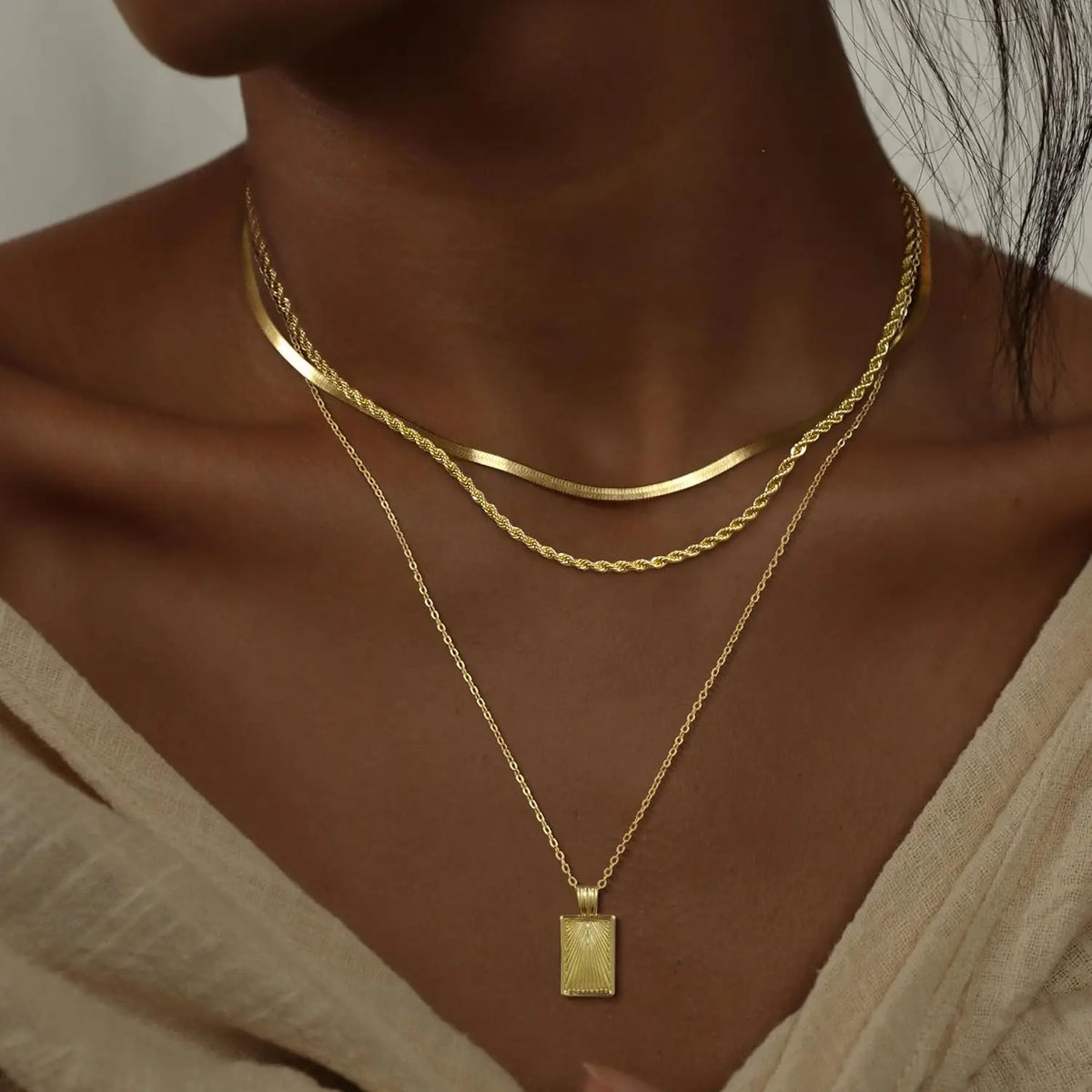 Layered Pedant Necklaces for Women Stackable 14K Real Gold Plated Silver Chain Necklace Layering Pendant Necklace Trendy Jewelry