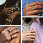 Stackable Rings for Women Statement Mixed Metals Multi Ring Stack Cubic Zirconia Connected Bands Stacking Jewelry