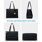 2 in 1 Lunch Tote Bag for Women Large Capacity Insulated 15.6 Inch Laptop Bag with Purse Lunch Compartment Computer Handbag