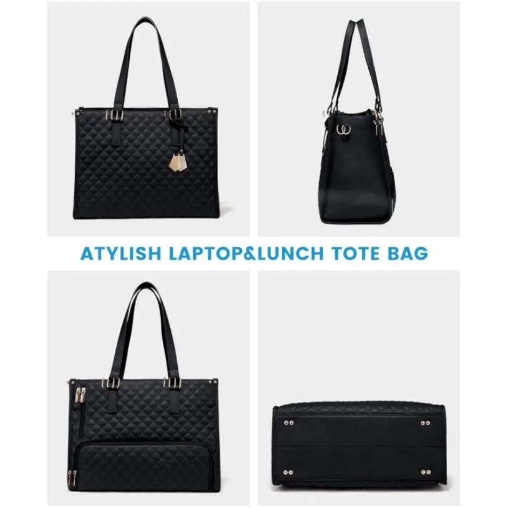 2 in 1 Lunch Tote Bag for Women Large Capacity Insulated 15.6 Inch Laptop Bag with Purse Lunch Compartment Computer Handbag