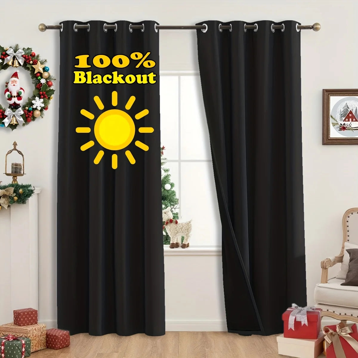 1pc Modern Multi-Color 100% Blackout Curtain Black Lined Thermal Insulated Window Drapes for Living Room Home Office