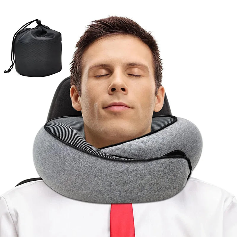 Memory Foam Travel Neck Pillow U-shaped Pillow Snail Style Travel Neck Support Portable Adjustable Soft Noon Break Sleep Pillows