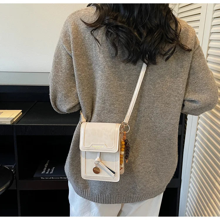 Cell Phone Crossbody Bag for Women Leopard Print PU Leather Purse with Charms Fashion Mini Shoulder Bag for Daily Shopping