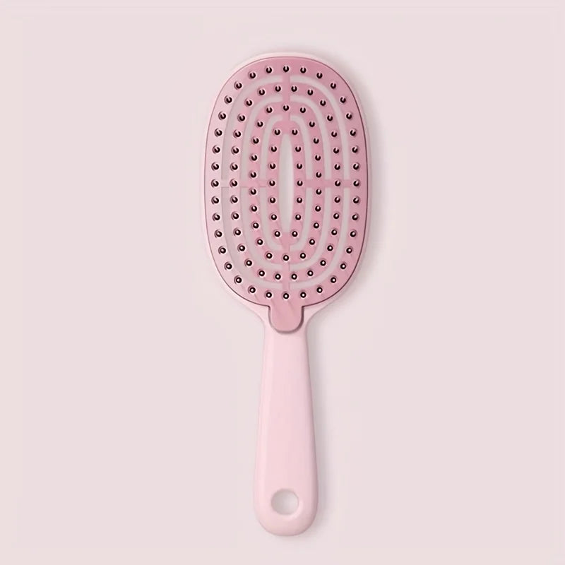 Quick Easy Clean Detangler Hairbrush - Retractable Comb with Self-Cleaning Nylon Bristles, Gentle Detangling & Hair Removal
