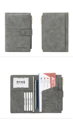 RFID Blocking Passport Bag, PU Solid Color, Zipper Buckle Wallet, Ticket Card Holder, Multi-functional Travel Passport Holder