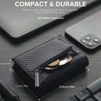 Men's Wallet with Zipper Coin Purse Automatic Pop-up Metal Credit Card Holder Minimalist RFID Blocking Business Card Wallet Idea