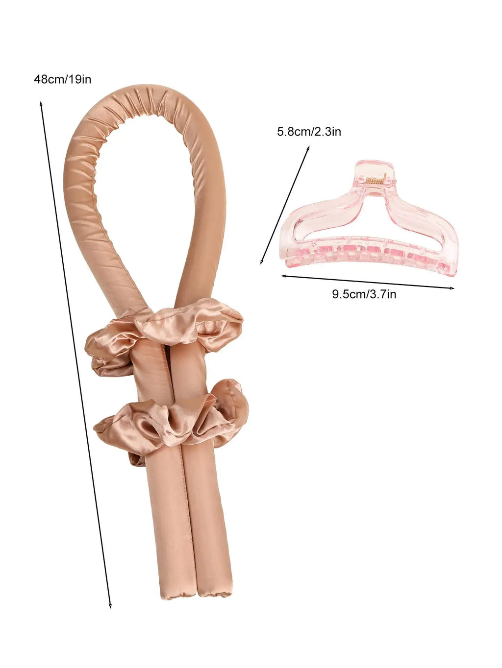 Heatless Curling Rod Headband No Heat Silk Ribbon Hair Roller Curls with Hair Claw Clip Lazy Natural Soft Wave DIY Styling Tool