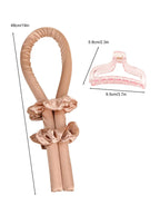 Heatless Curling Rod Headband No Heat Silk Ribbon Hair Roller Curls with Hair Claw Clip Lazy Natural Soft Wave DIY Styling Tool