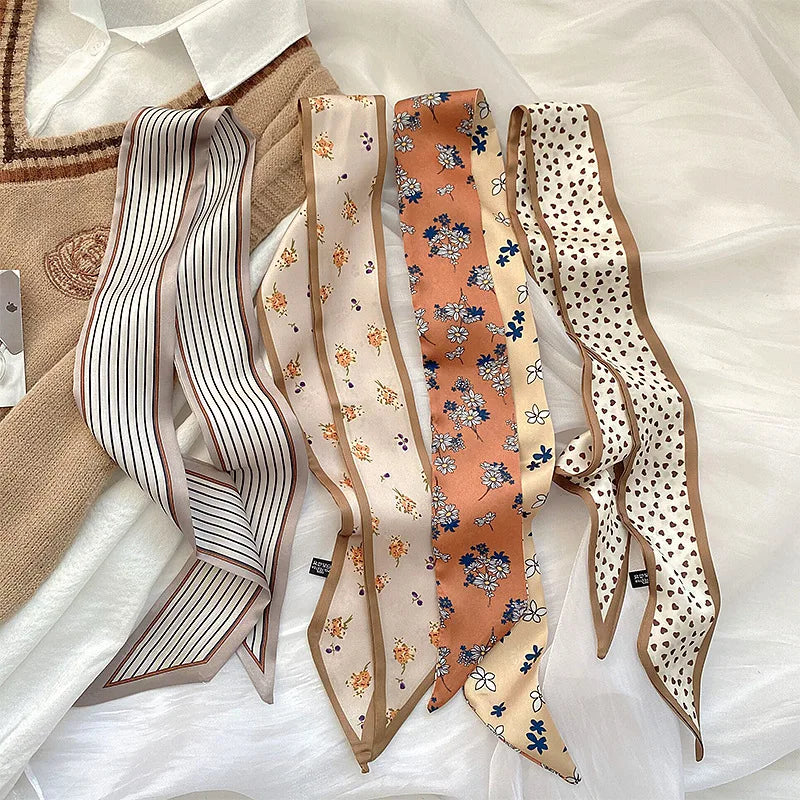 Gorgeous Long Silk Scarf Headband for for Women, Aesthetic Boho Hair Scarf Wrap, Party Holiday Beach Weekend Unique Chic