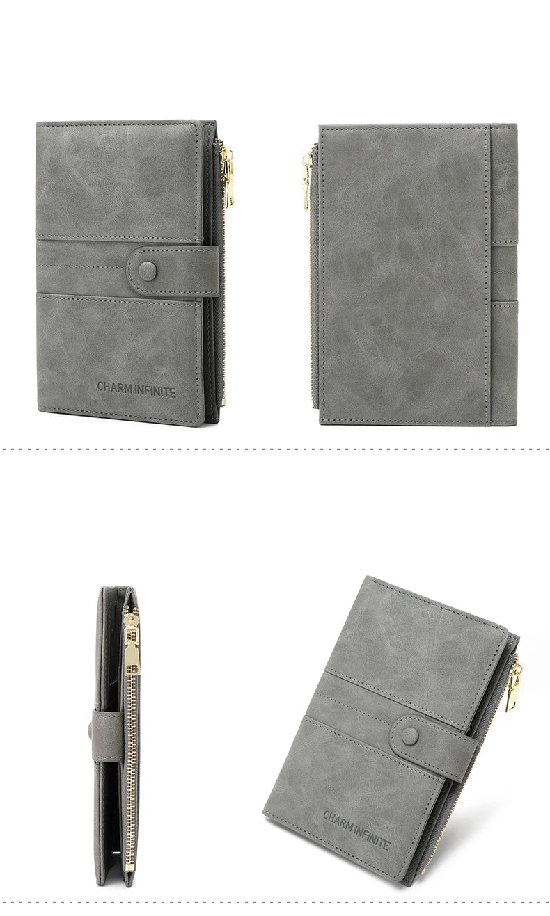 RFID Blocking Passport Bag, PU Solid Color, Zipper Buckle Wallet, Ticket Card Holder, Multi-functional Travel Passport Holder