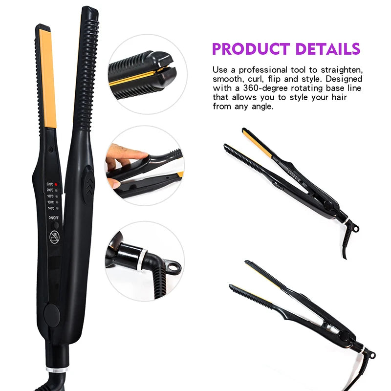 2 In 1 Hair Straightener Hair Curler Professional Ceramic Flat Iron For Short Hair Women And Men Beard Straightener