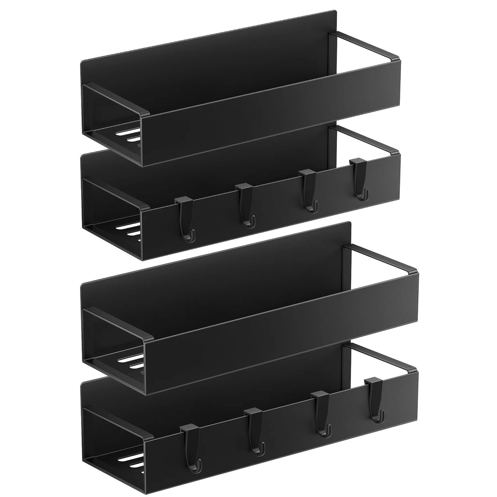 Magnetic Spice Rack for Refrigerator, Magnetic Shelf, Moveable Fridge Organizer with Hook Rack, Seasoning Organizer for Kitchen