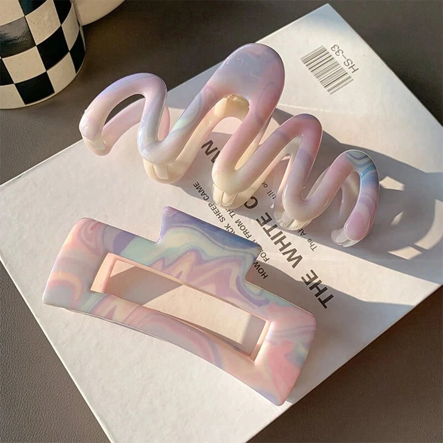 3Pcs/1Pc Candy Color Claw Clip - Extra Hold Hair Clamp For Thick Hair,Summer Cute Crinkle Clip For Girls, Sweet Hair Accessories