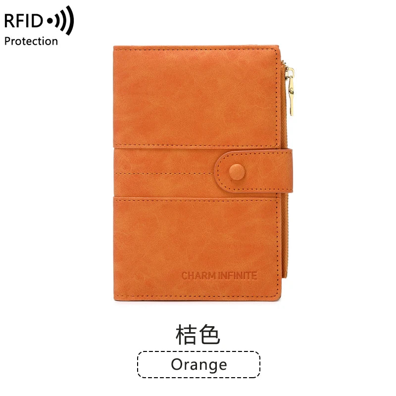 RFID Blocking Passport Bag, PU Solid Color, Zipper Buckle Wallet, Ticket Card Holder, Multi-functional Travel Passport Holder