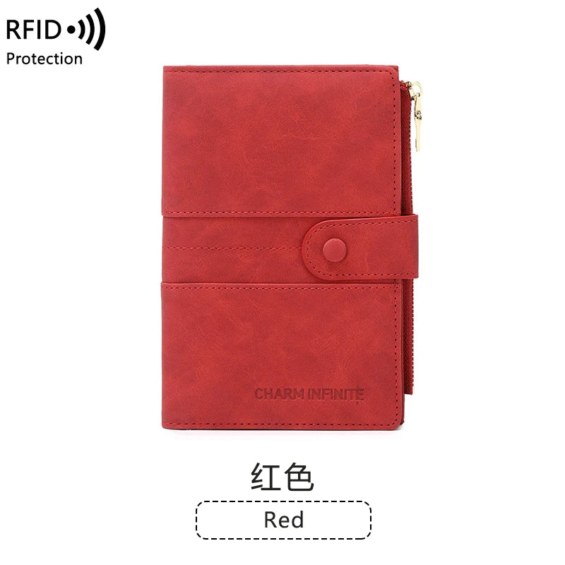 RFID Blocking Passport Bag, PU Solid Color, Zipper Buckle Wallet, Ticket Card Holder, Multi-functional Travel Passport Holder