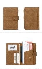 RFID Blocking Passport Bag, PU Solid Color, Zipper Buckle Wallet, Ticket Card Holder, Multi-functional Travel Passport Holder