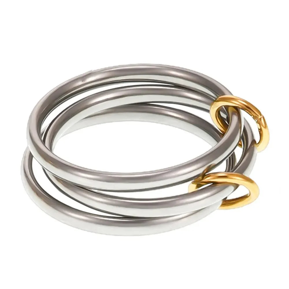 Stackable Rings for Women Statement Mixed Metals Multi Ring Stack Cubic Zirconia Connected Bands Stacking Jewelry