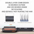 2in1 Hair Styler Straightening  Hot Comb Fast Heated Ceramic Negative Ion Curler Straightener Brush Anti-Scalding Styling Tools