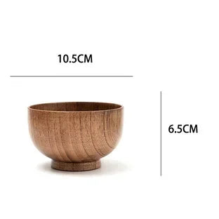 1 Pcs High Quality Eco-friendly Solid Round Wooden Bowl Polished Multi-Functional for Salad Fruits Soup Rice Kitchen Utensil