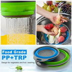 Round Collapsible Colander Silicone Kitchen Fruit Vegetable Washing Basket Strainer Foldable Drainer Kitchen Gadgets Tools