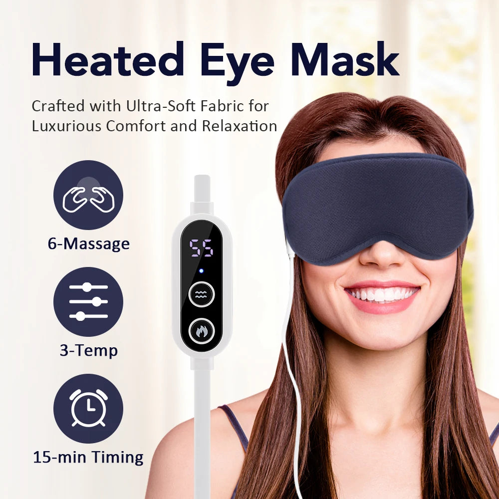 USB Eye Massager Heated Eye Shade Relieve Eye Fatiuge Remove Dark Circles Hot Eye Cover for Night Sleep Travel Office Eye Mask