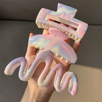 3Pcs/1Pc Candy Color Claw Clip - Extra Hold Hair Clamp For Thick Hair,Summer Cute Crinkle Clip For Girls, Sweet Hair Accessories