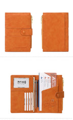 RFID Blocking Passport Bag, PU Solid Color, Zipper Buckle Wallet, Ticket Card Holder, Multi-functional Travel Passport Holder