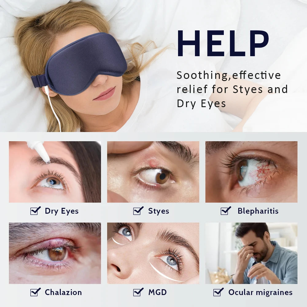 USB Eye Massager Heated Eye Shade Relieve Eye Fatiuge Remove Dark Circles Hot Eye Cover for Night Sleep Travel Office Eye Mask