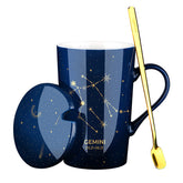 Ceramic Constellation Coffee Mug with Lid and Spoon
