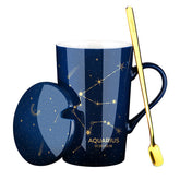 Ceramic Constellation Coffee Mug with Lid and Spoon